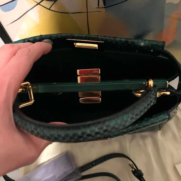 FENDI Peekaboo Mini Green python bag - Picture 14 of 16